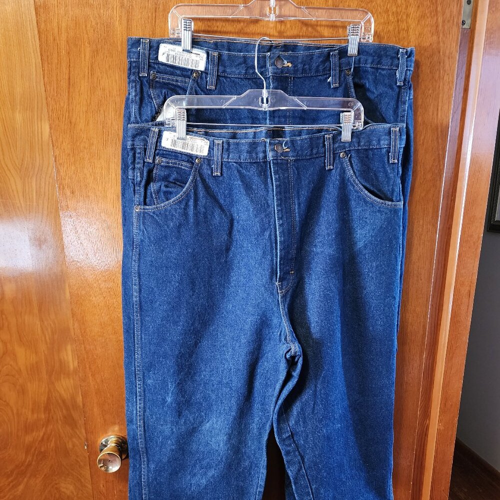 Men's G & K Services 2 Pair 42x32 Heavy Dark Blue Denim Work Jeans #3 #4